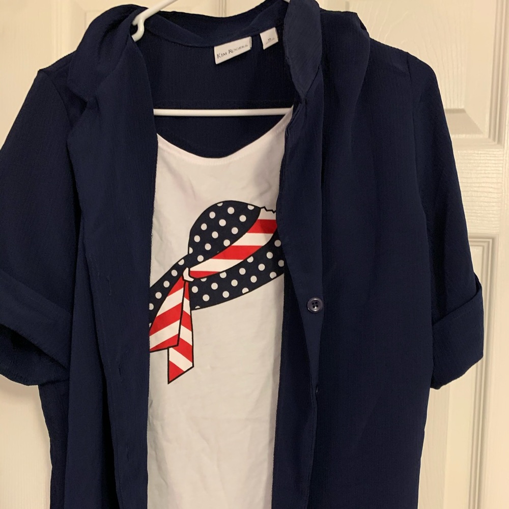 Women's tank with a button down shirt attached